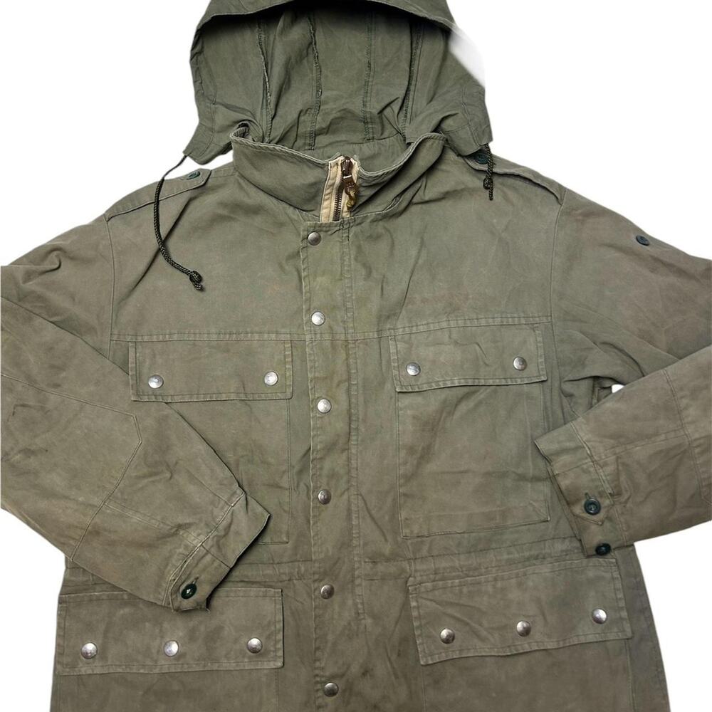 German Military Parka VTG 70s Jacket Coat Olive Cotton Shell XL - Picture 3 of 6